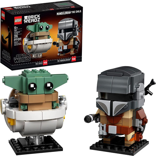 LEGO BrickHeadz Star Wars The Mandalorian & The Child 75317 'Baby Yoda' Building Toy, Collectible Model Figures Set, Gift Idea for Teens